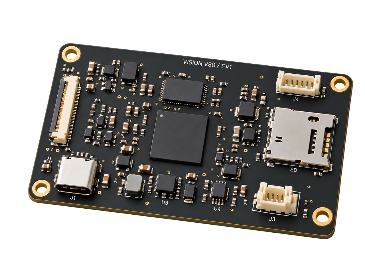 NODERIQ Vision V80 hardware view with its cooling and connector layout.