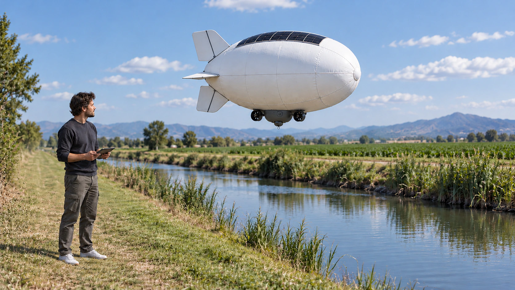 Compact AERA design over a local waterway with an observer providing a human scale reference