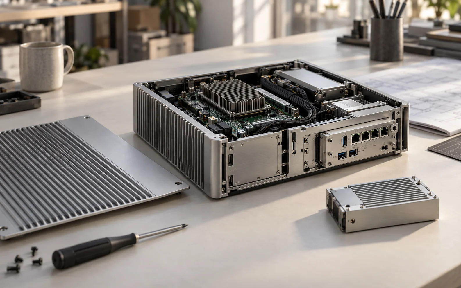 Modular edge enclosure study with removable module